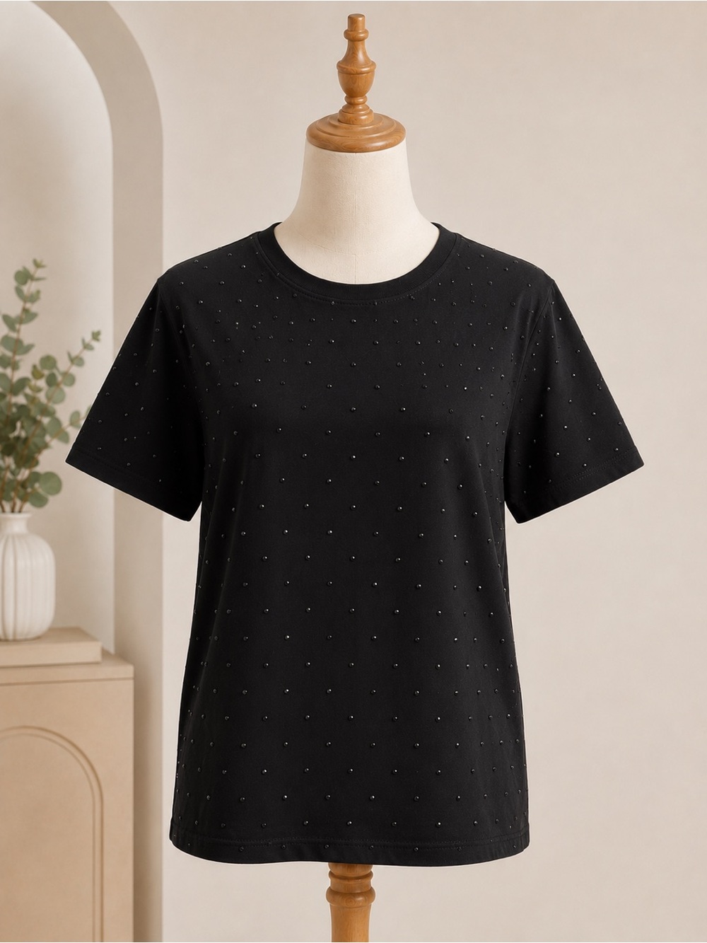 Black Studded T-Shirt – Fits M–L